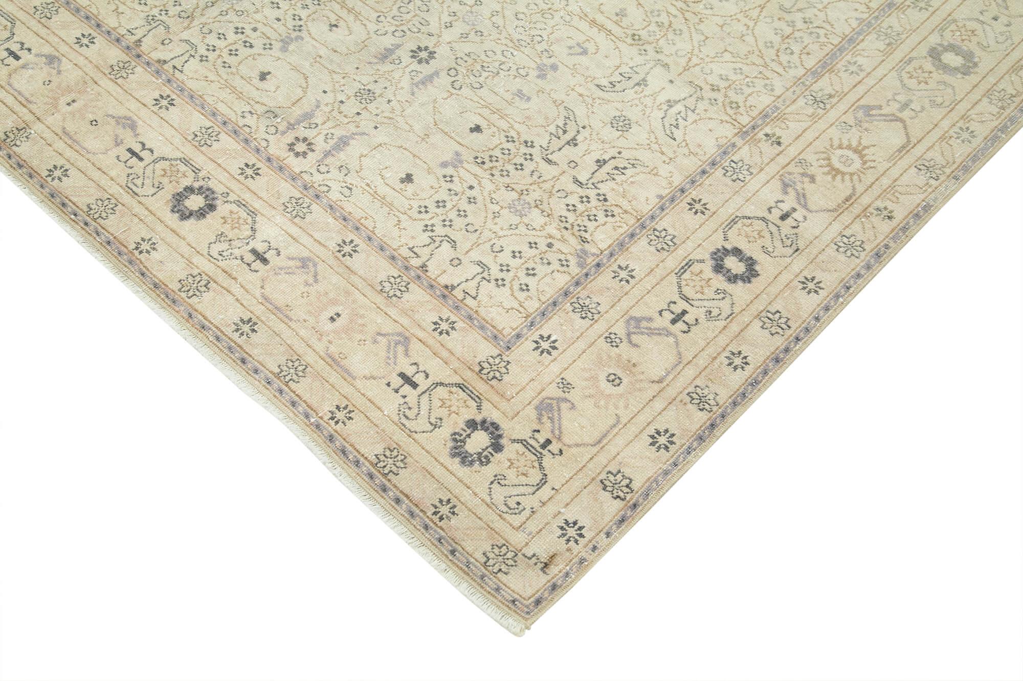 Kayseri Vintage Bej Eskitme Pamuk Yün El Dokuma Halısı 196x285 Agacan