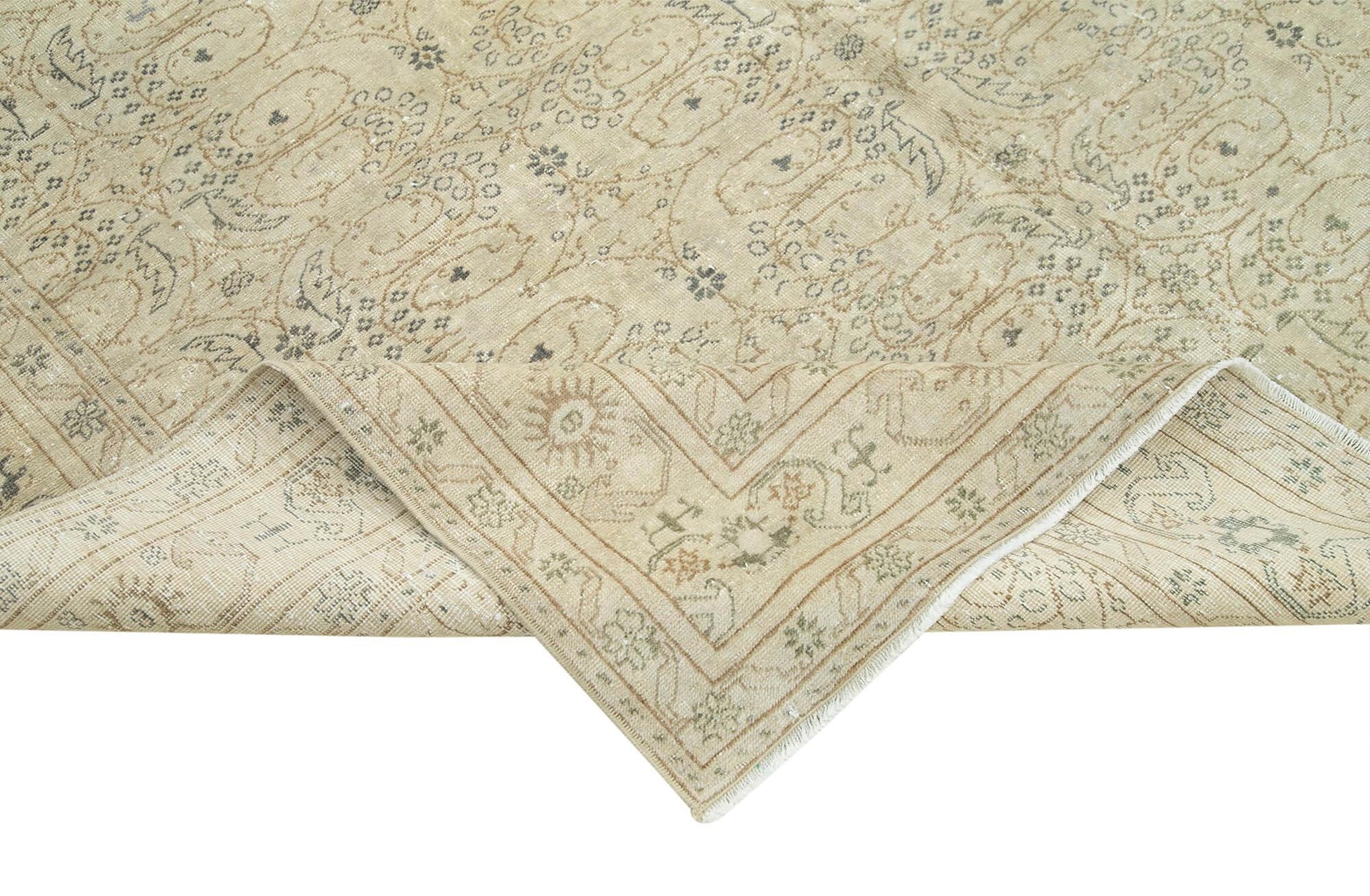 Kayseri Vintage Bej Eskitme Pamuk Yün El Dokuma Halısı 196x285 Agacan