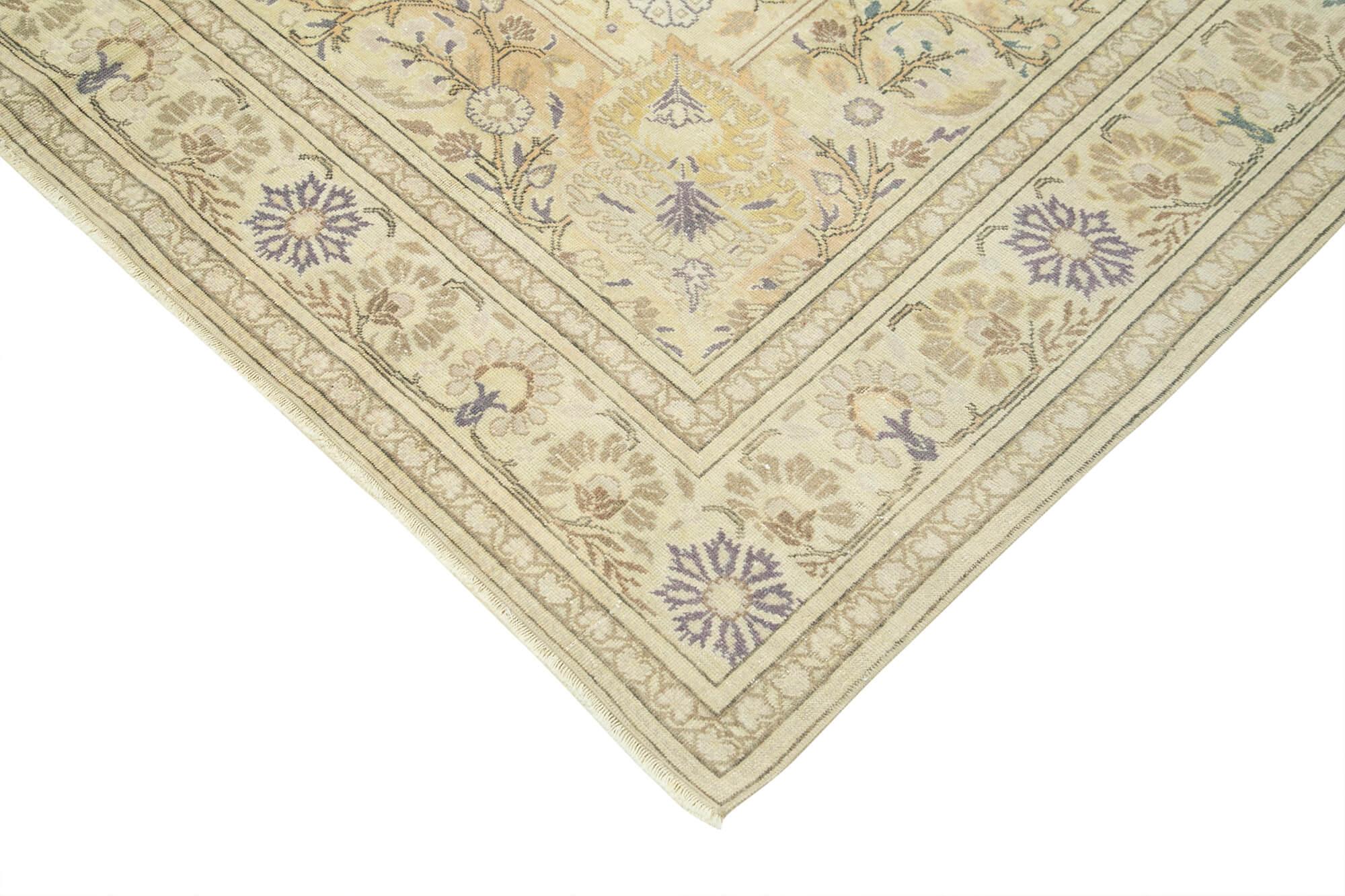 Kayseri Vintage Bej Eskitme Pamuk Yün El Dokuma Halısı 192x304 Agacan