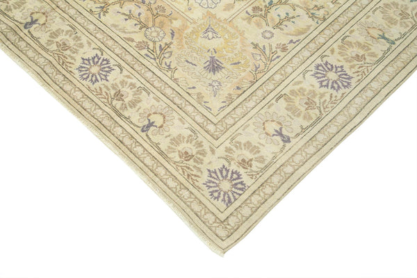 Kayseri Vintage Bej Eskitme Pamuk Yün El Dokuma Halısı 192x304 Agacan
