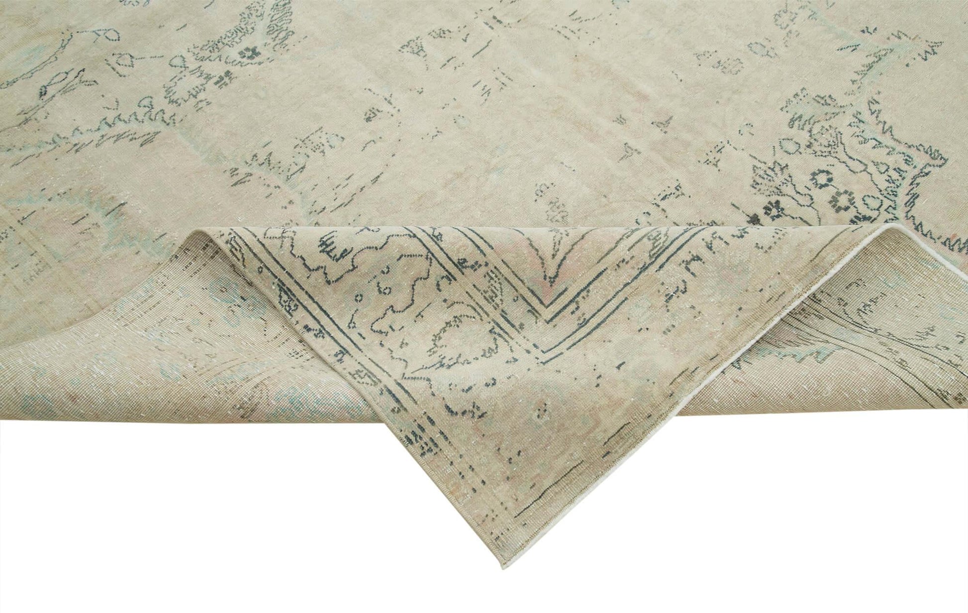 Kayseri Vintage Bej Eskitme Pamuk Yün El Dokuma Halısı 190x284 Agacan