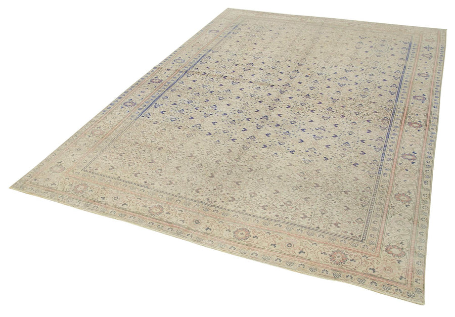 Kayseri Vintage Bej Eskitme Pamuk Yün El Dokuma Halısı 190x264 Agacan