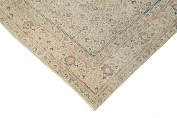 Kayseri Vintage Bej Eskitme Pamuk Yün El Dokuma Halısı 190x264 Agacan