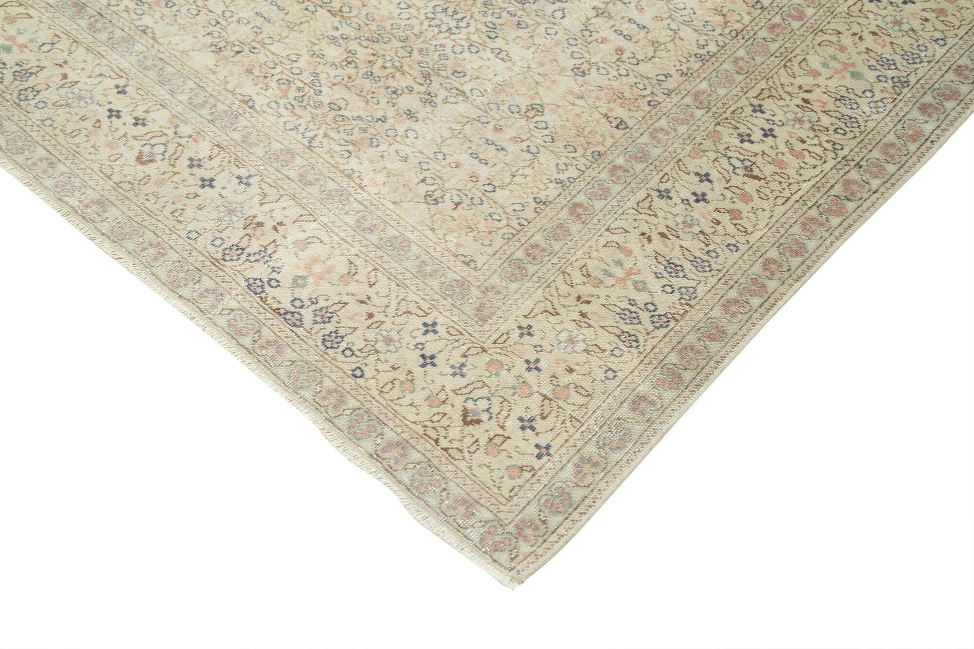 Kayseri Vintage Bej Eskitme Pamuk Yün El Dokuma Halısı 200x285 Agacan