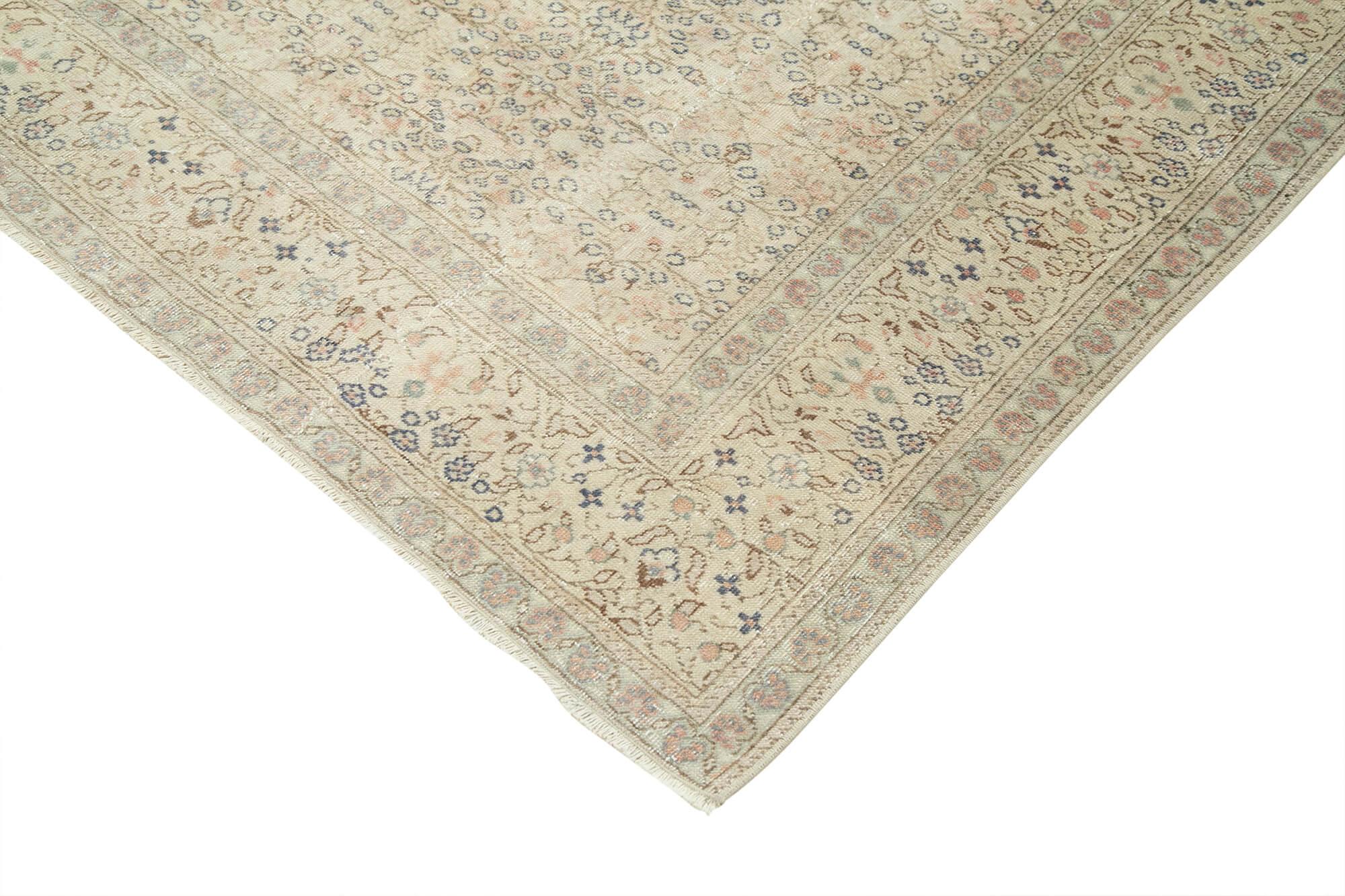 Kayseri Vintage Bej Eskitme Pamuk Yün El Dokuma Halısı 200x285 Agacan