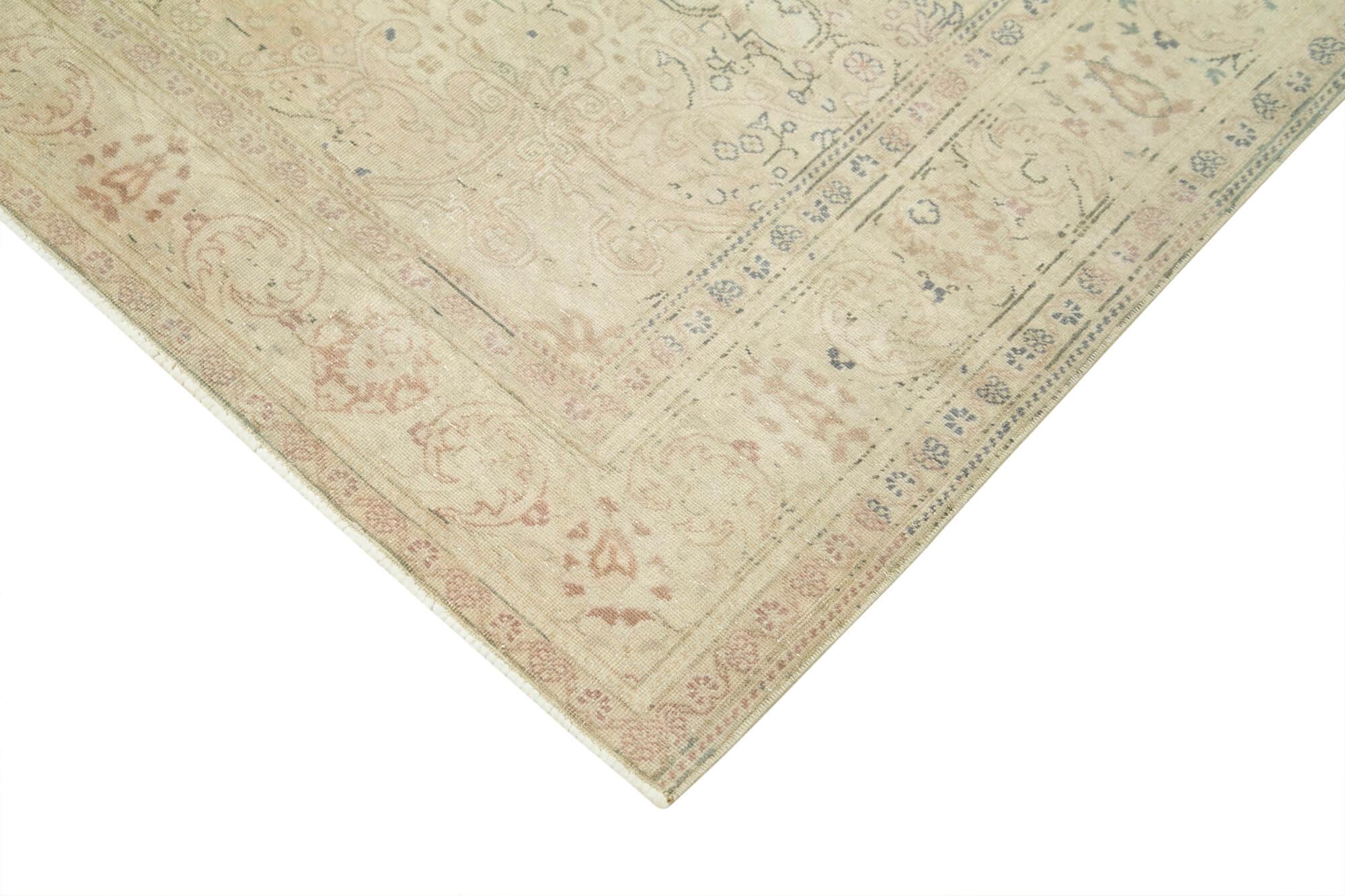 Kayseri Vintage Bej Eskitme Pamuk Yün El Dokuma Halısı 190x300 Agacan