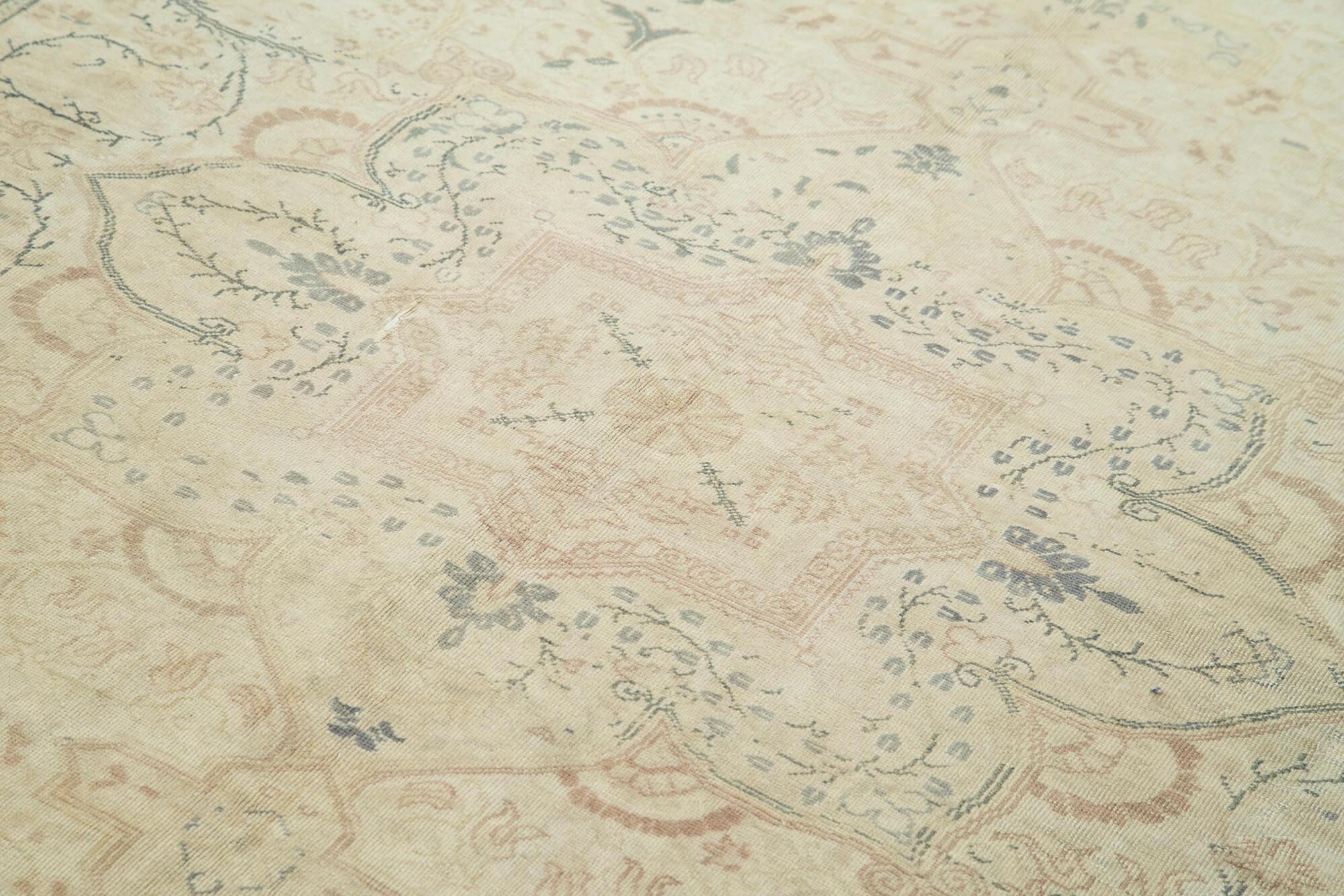 Kayseri Vintage Bej Eskitme Pamuk Yün El Dokuma Halısı 190x300 Agacan