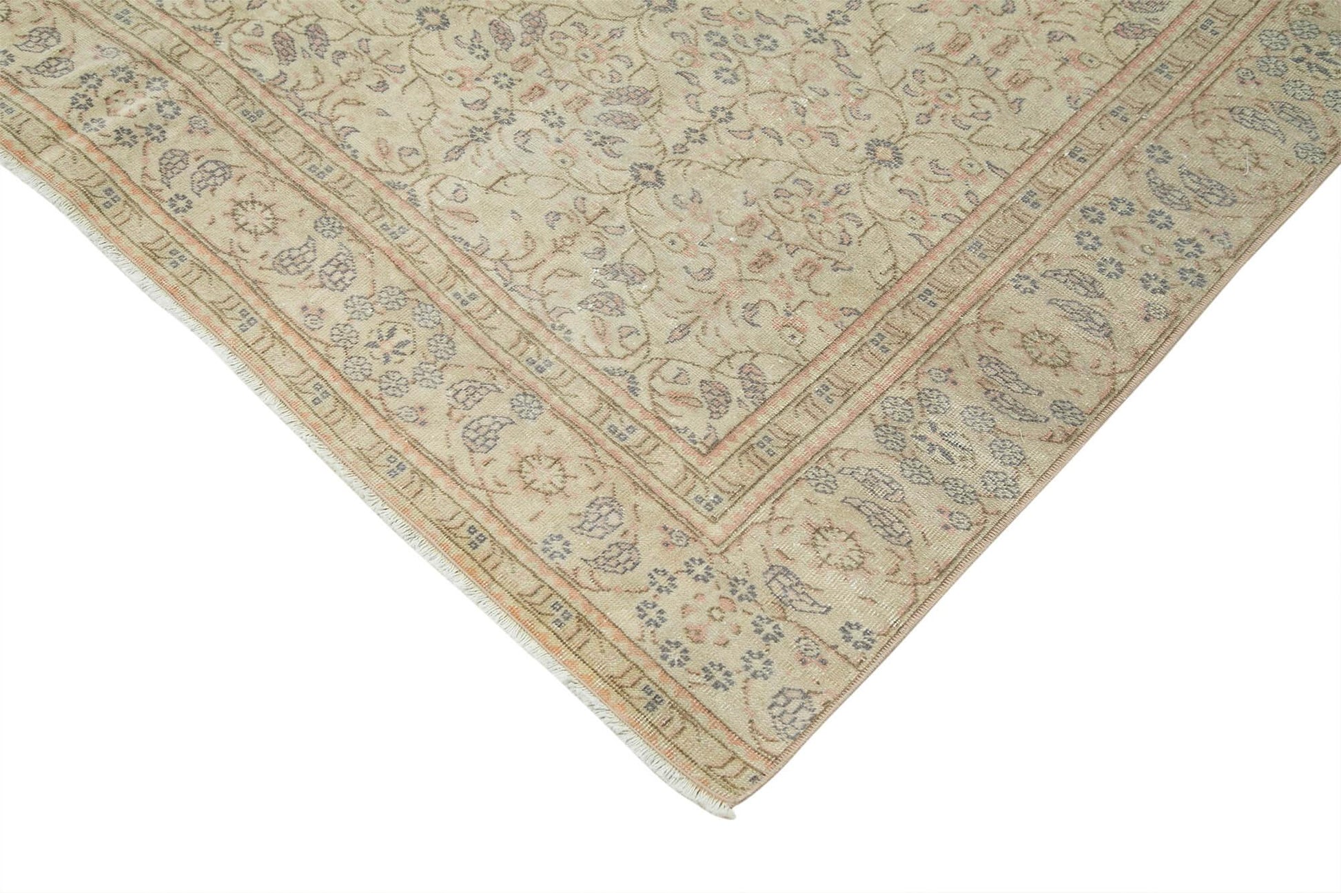 Kayseri Vintage Bej Eskitme Pamuk Yün El Dokuma Halısı 182x286 Agacan