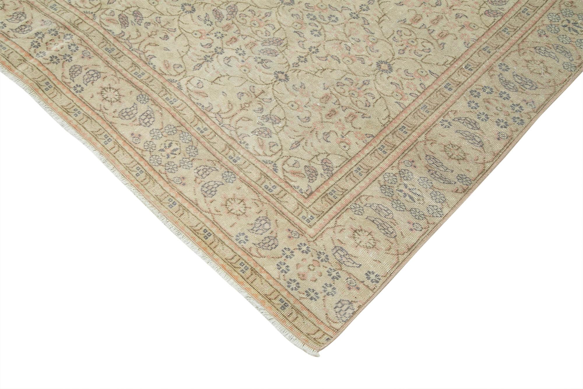 Kayseri Vintage Bej Eskitme Pamuk Yün El Dokuma Halısı 182x286 Agacan