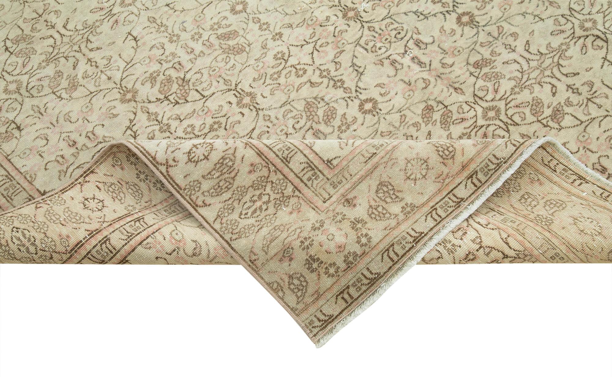Kayseri Vintage Bej Eskitme Pamuk Yün El Dokuma Halısı 182x286 Agacan