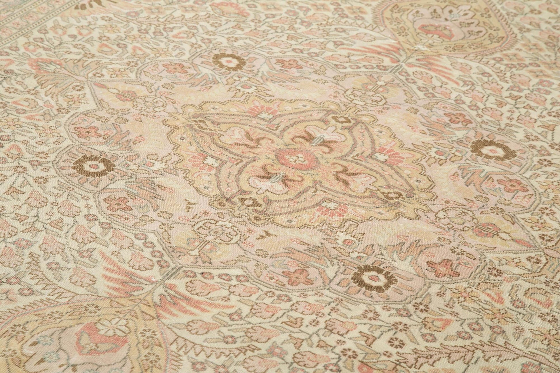 Kayseri Vintage Bej Eskitme Pamuk Yün El Dokuma Halısı 200x318 Agacan