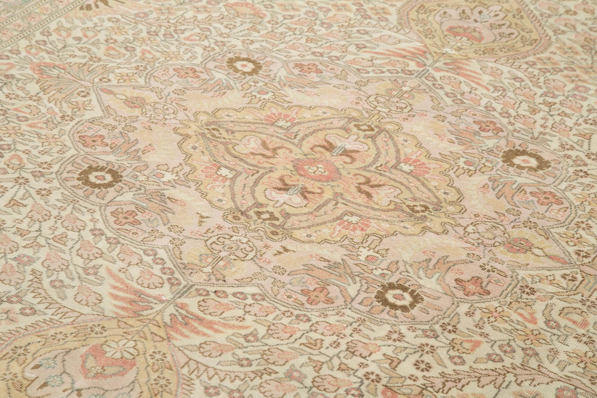 Kayseri Vintage Bej Eskitme Pamuk Yün El Dokuma Halısı 200x318 Agacan