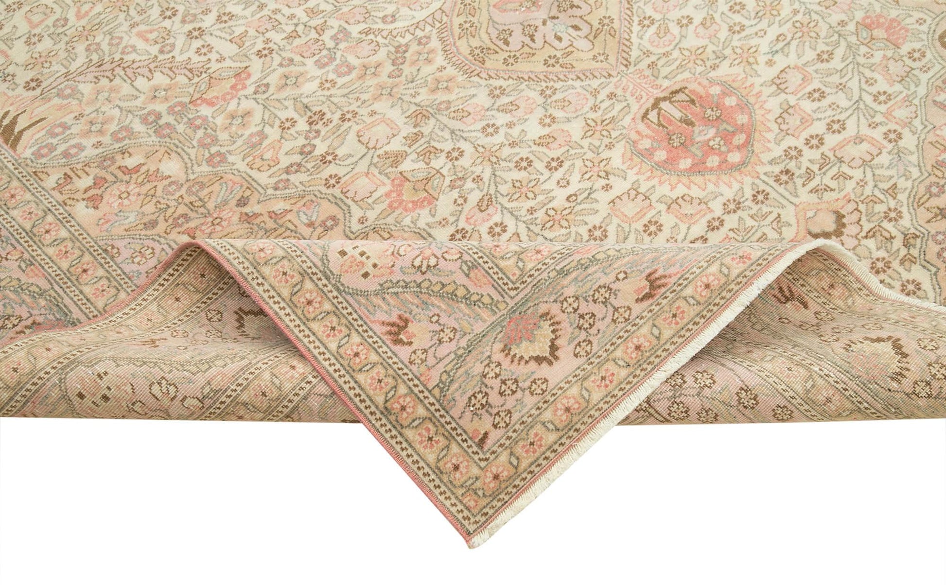 Kayseri Vintage Bej Eskitme Pamuk Yün El Dokuma Halısı 200x318 Agacan