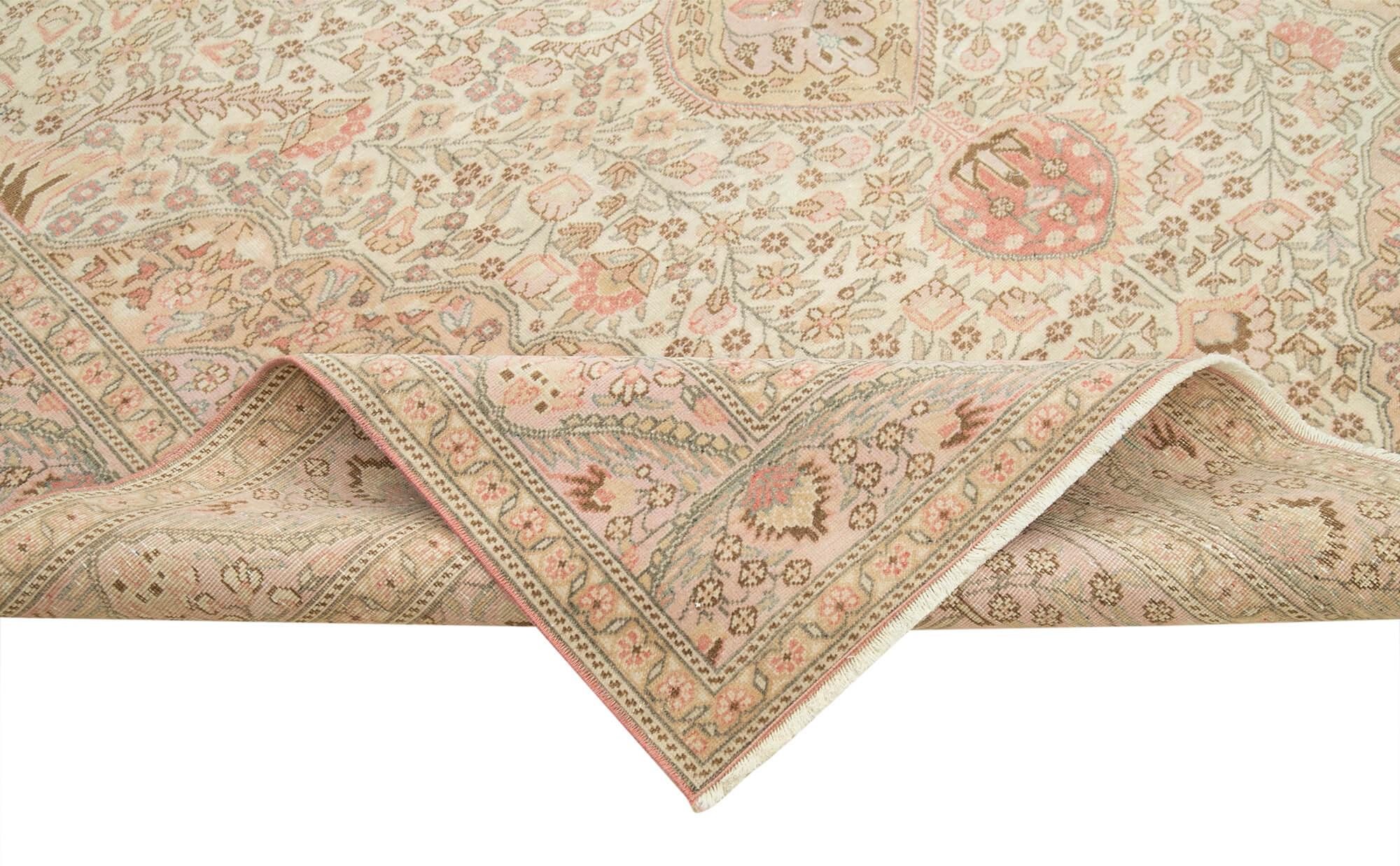 Kayseri Vintage Bej Eskitme Pamuk Yün El Dokuma Halısı 200x318 Agacan