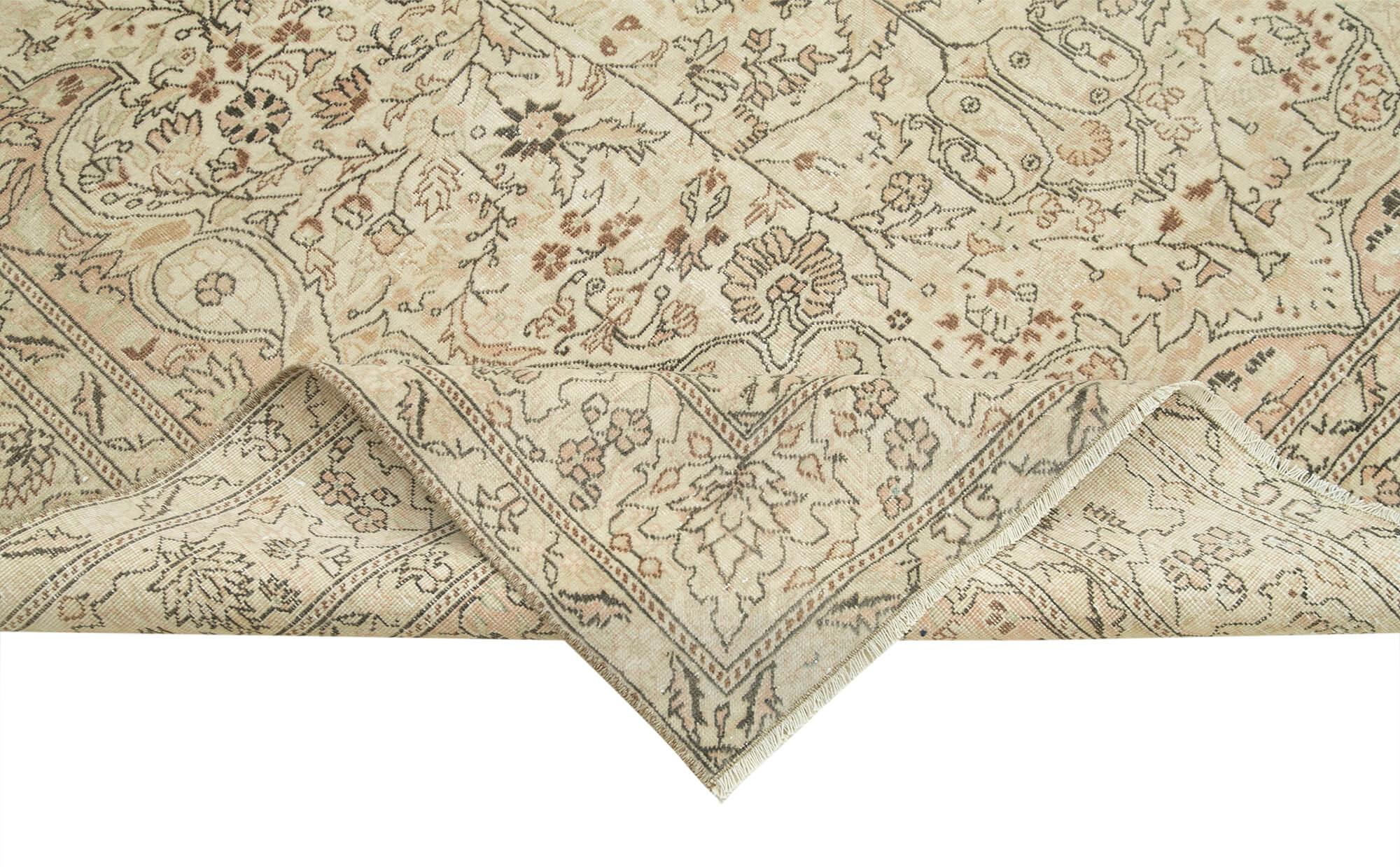 Kayseri Vintage Bej Eskitme Pamuk Yün El Dokuma Halısı 197x290 Agacan
