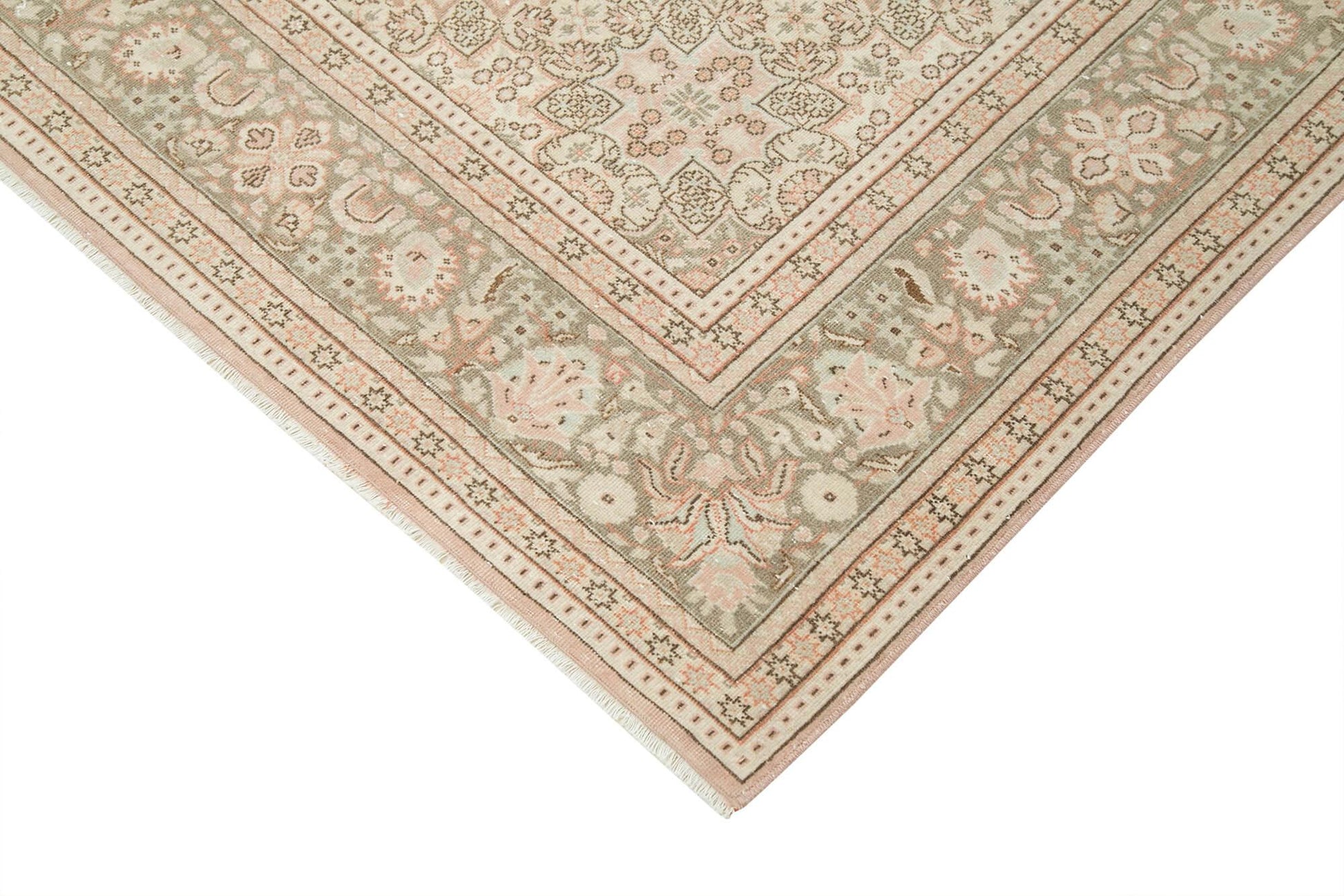 Kayseri Vintage Bej Eskitme Pamuk Yün El Dokuma Halısı 207x305 Agacan