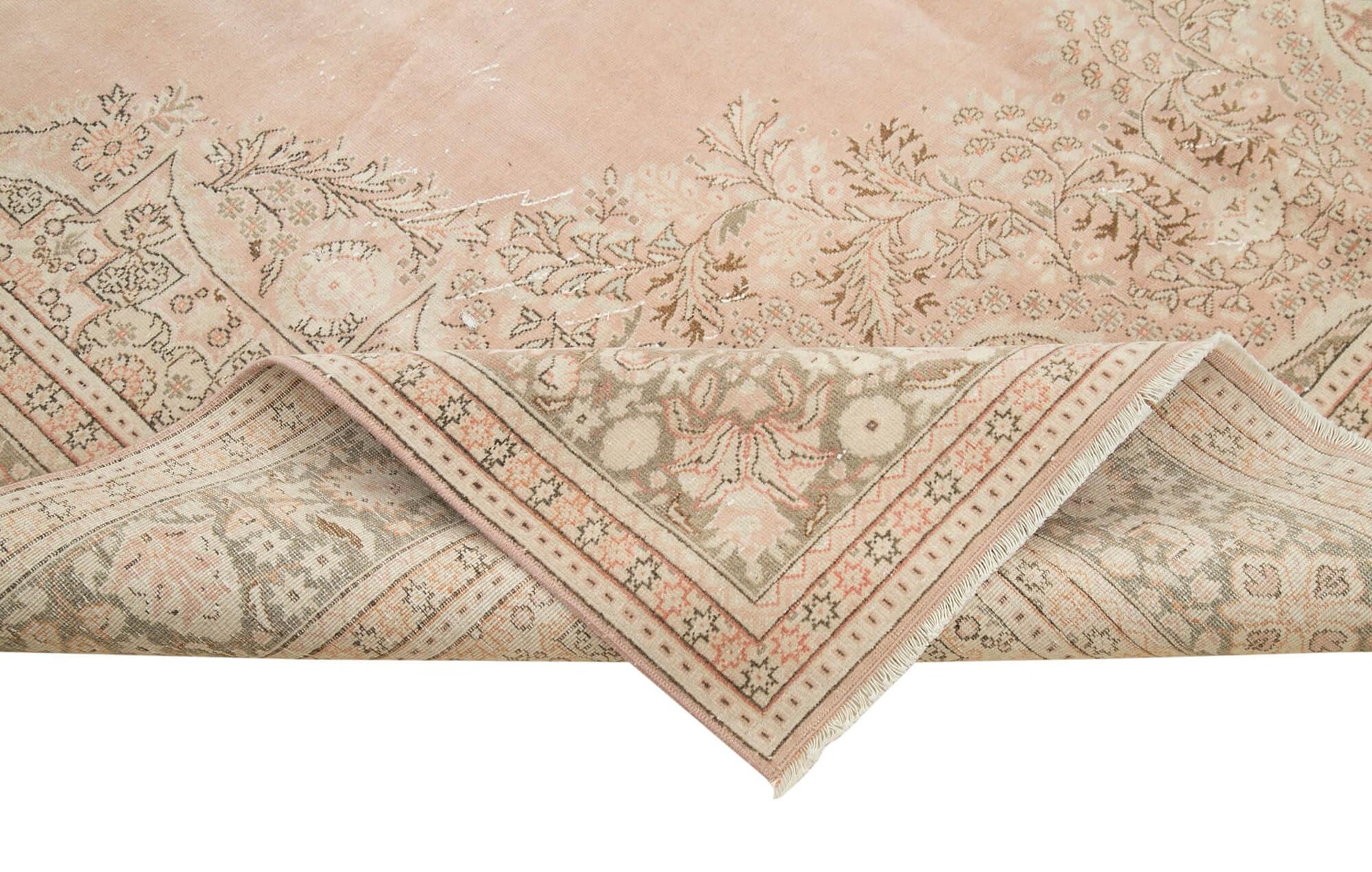 Kayseri Vintage Bej Eskitme Pamuk Yün El Dokuma Halısı 207x305 Agacan