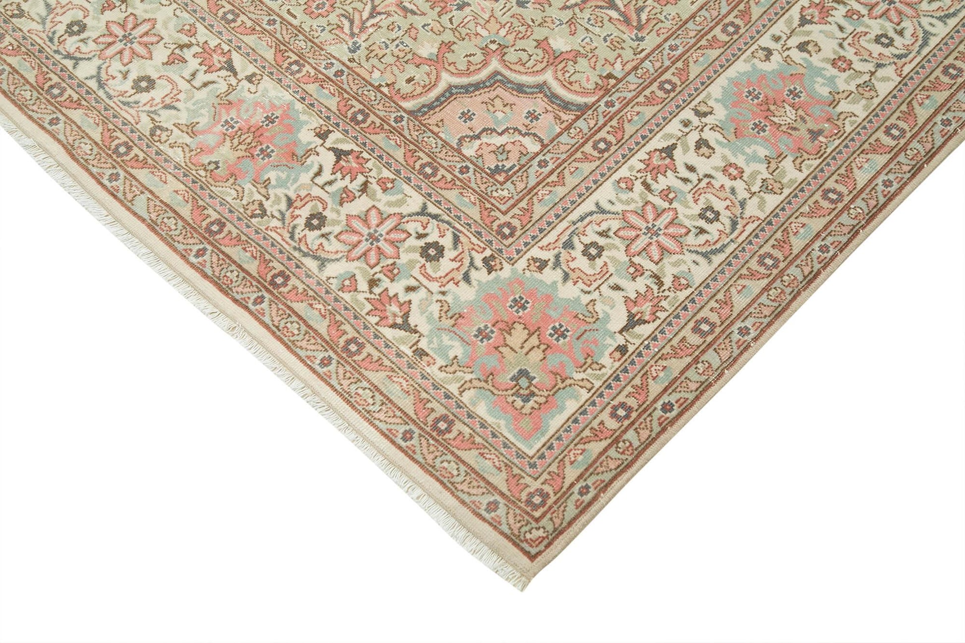 Kayseri Vintage Bej Eskitme Pamuk Yün El Dokuma Halısı 205x300 Agacan