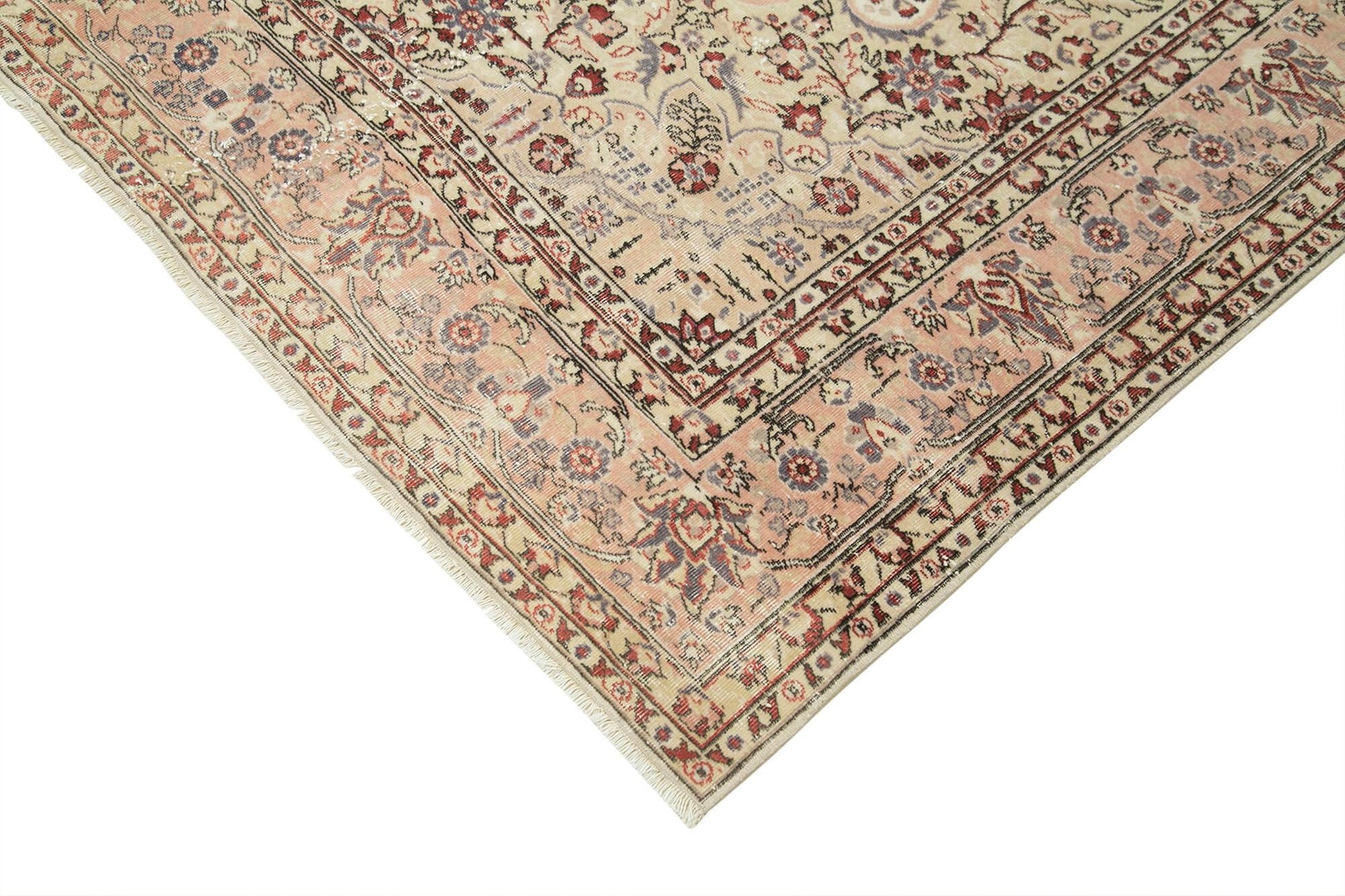 Kayseri Vintage Bej Eskitme Pamuk Yün El Dokuma Halısı 204x277 Agacan