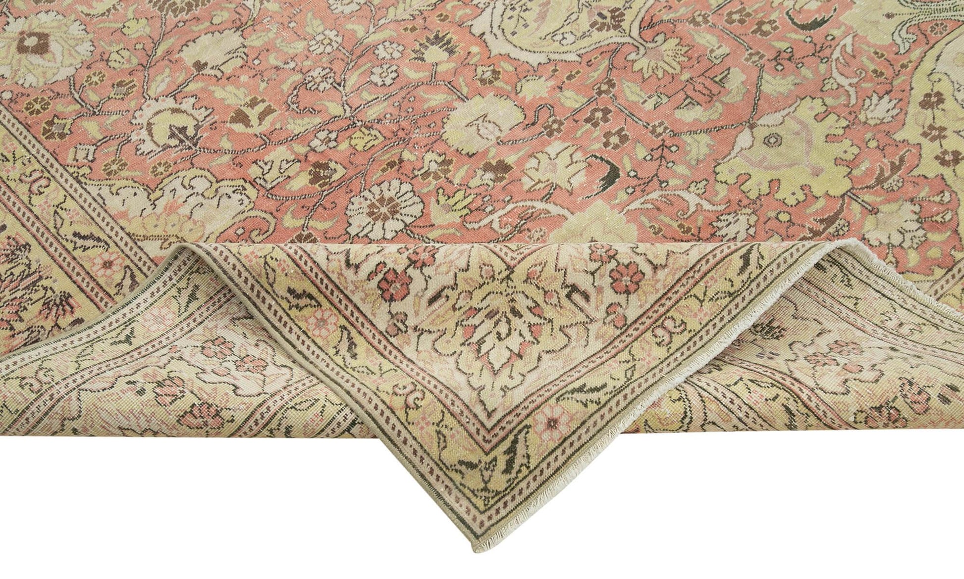 Kayseri Vintage Bej Eskitme Pamuk Yün El Dokuma Halısı 193x298 Agacan