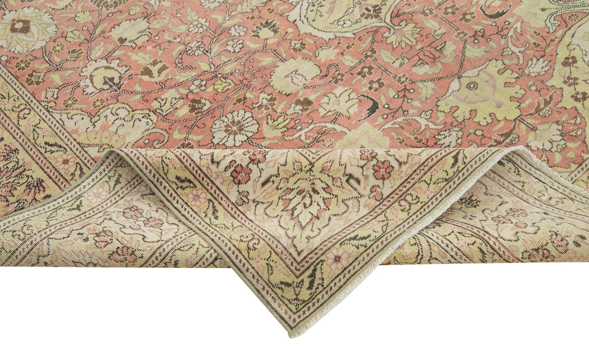 Kayseri Vintage Bej Eskitme Pamuk Yün El Dokuma Halısı 193x298 Agacan