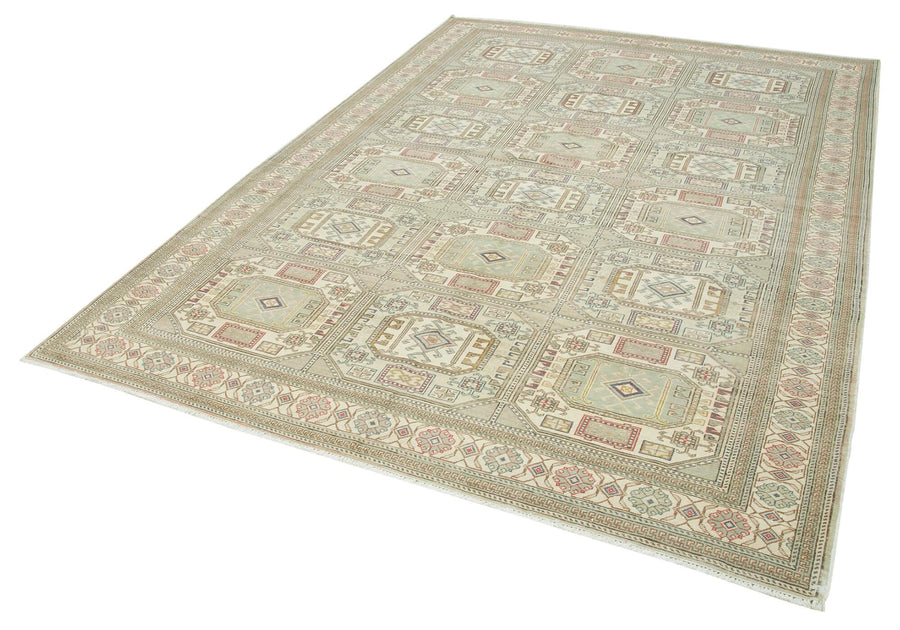 Kayseri Vintage Bej Eskitme Pamuk Yün El Dokuma Halısı 197x285 Agacan