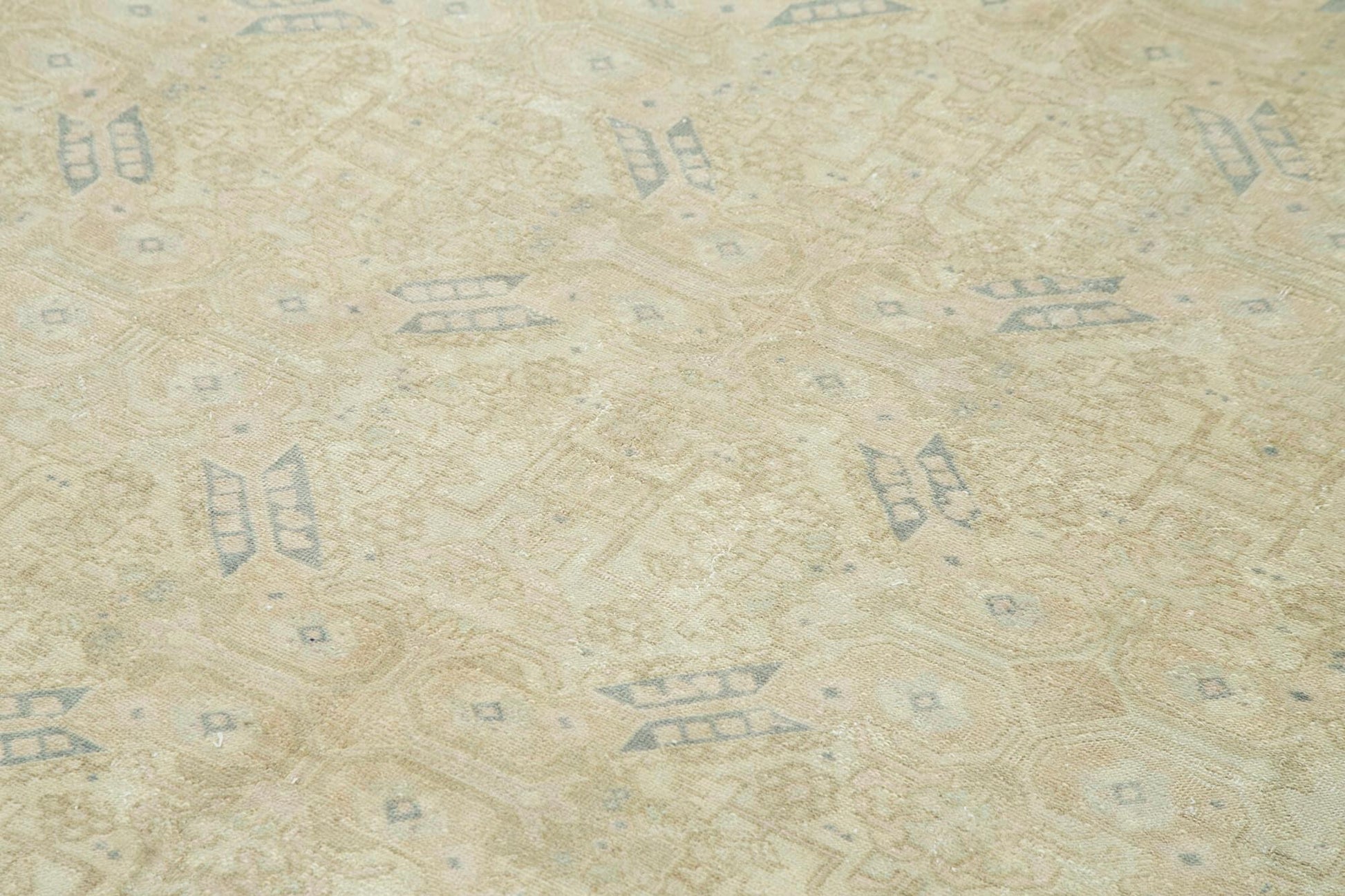 Kayseri Vintage Bej Eskitme Pamuk Yün El Dokuma Halısı 193x287 Agacan