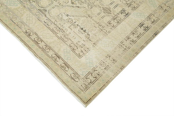 Kayseri Vintage Bej Eskitme Pamuk Yün El Dokuma Halısı 195x289 Agacan