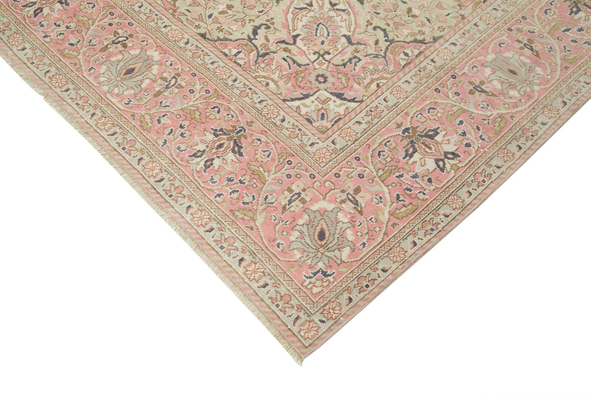 Kayseri Vintage Bej Eskitme Pamuk Yün El Dokuma Halısı 207x290 Agacan