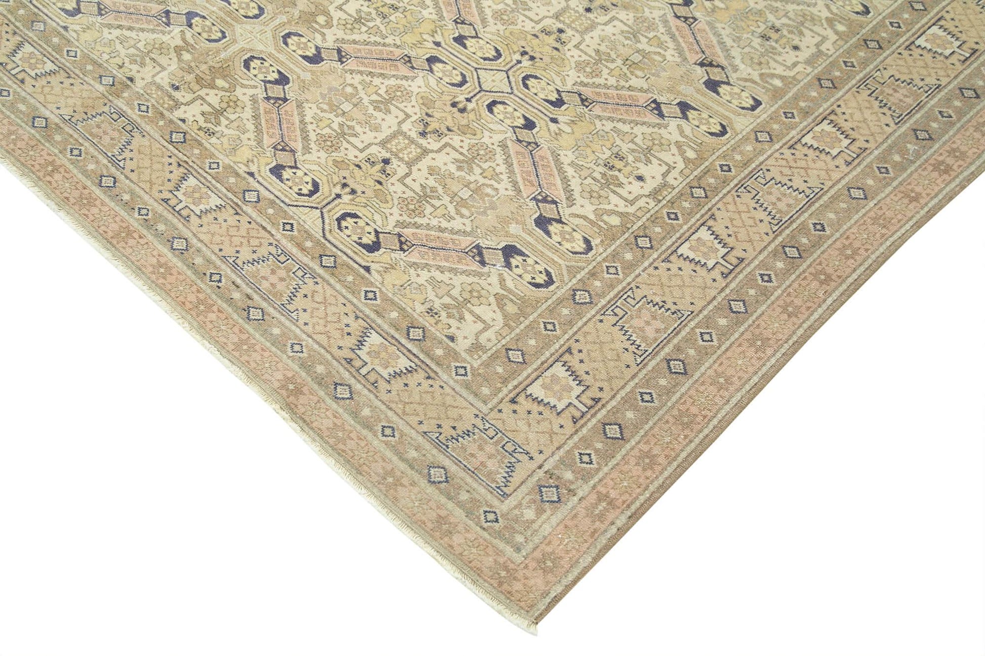 Kayseri Vintage Bej Eskitme Pamuk Yün El Dokuma Halısı 200x296 Agacan