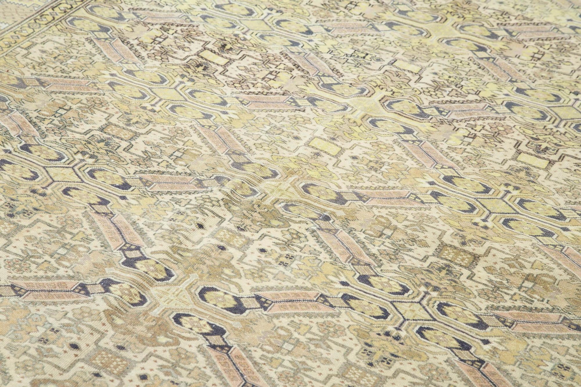 Kayseri Vintage Bej Eskitme Pamuk Yün El Dokuma Halısı 200x296 Agacan