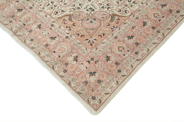 Kayseri Vintage Bej Eskitme Pamuk Yün El Dokuma Halısı 210x313 Agacan