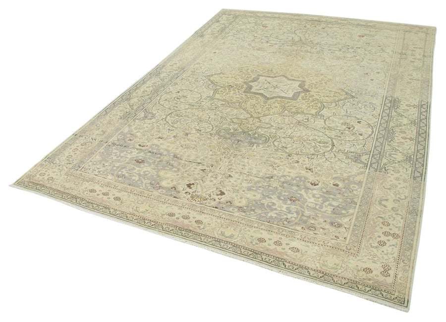 Kayseri Vintage Bej Eskitme Pamuk Yün El Dokuma Halısı 200x292 Agacan