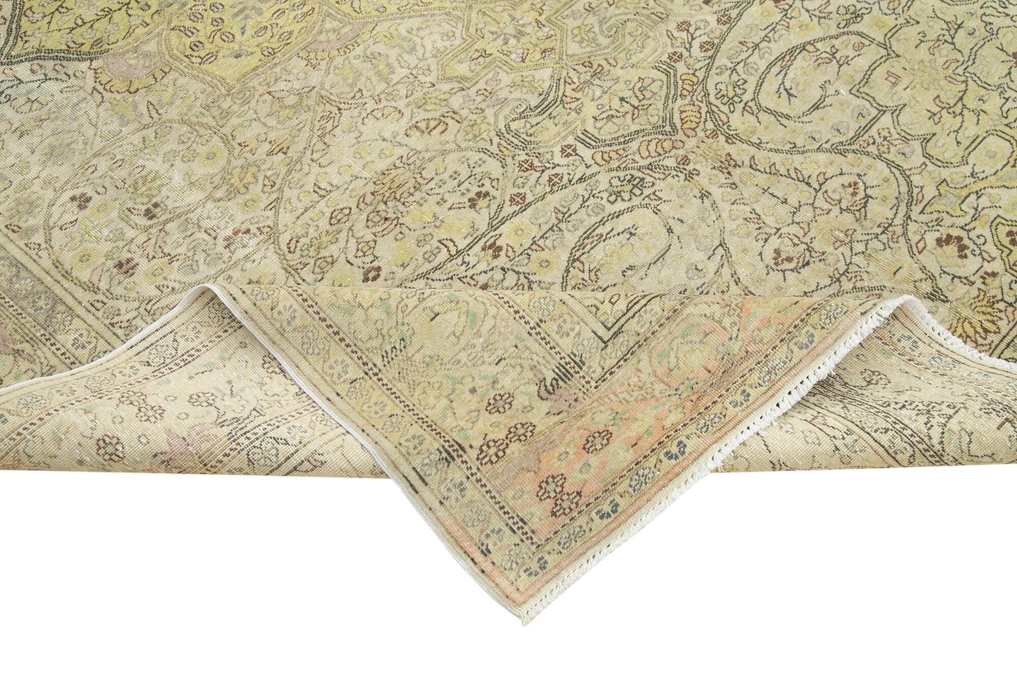 Kayseri Vintage Bej Eskitme Pamuk Yün El Dokuma Halısı 200x292 Agacan
