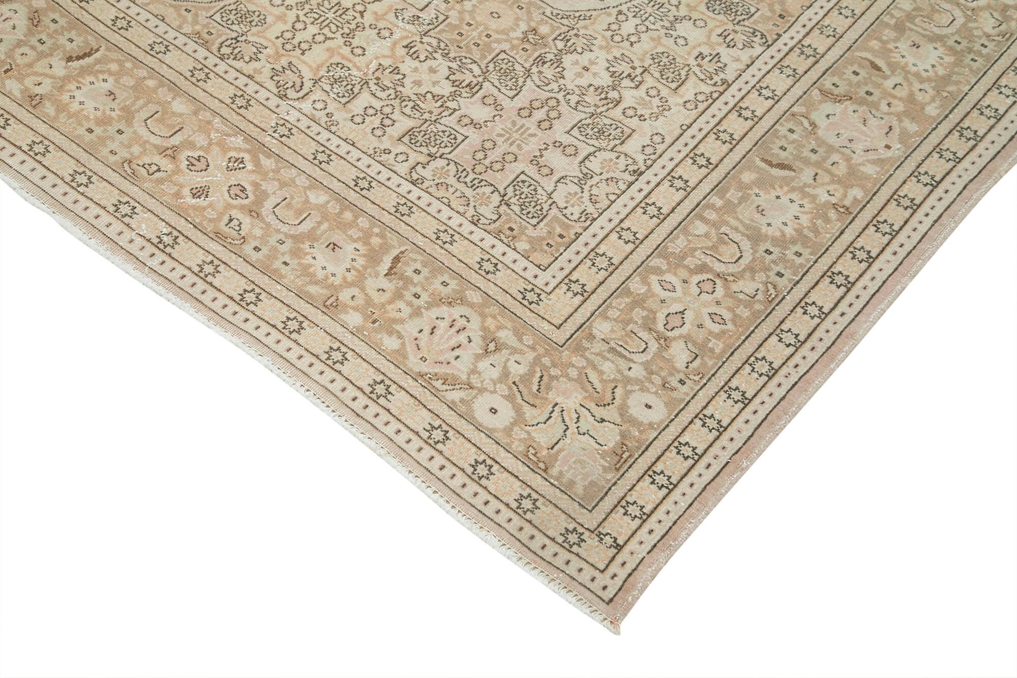 Kayseri Vintage Bej Eskitme Pamuk Yün El Dokuma Halısı 213x300 Agacan