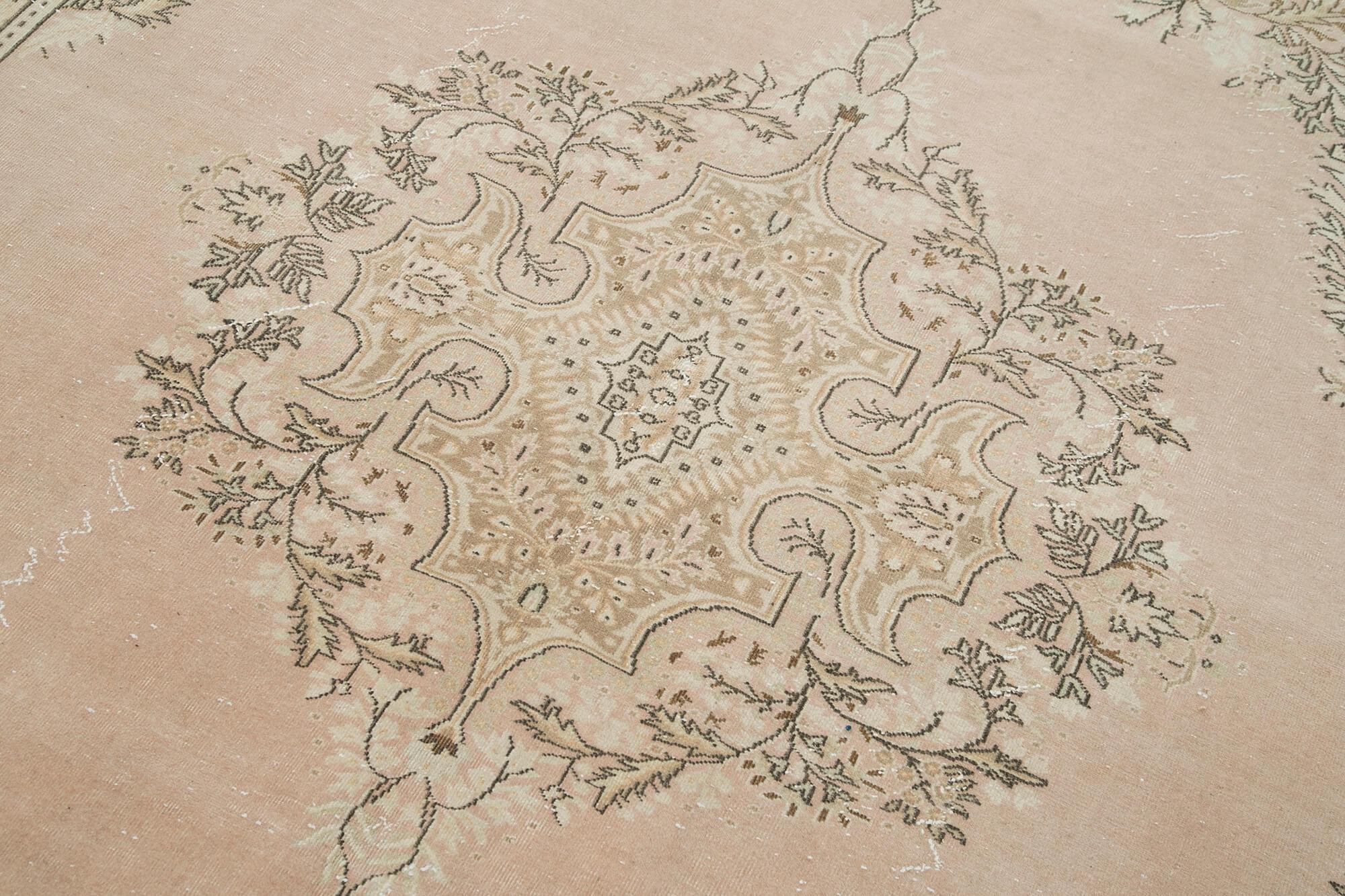 Kayseri Vintage Bej Eskitme Pamuk Yün El Dokuma Halısı 213x300 Agacan