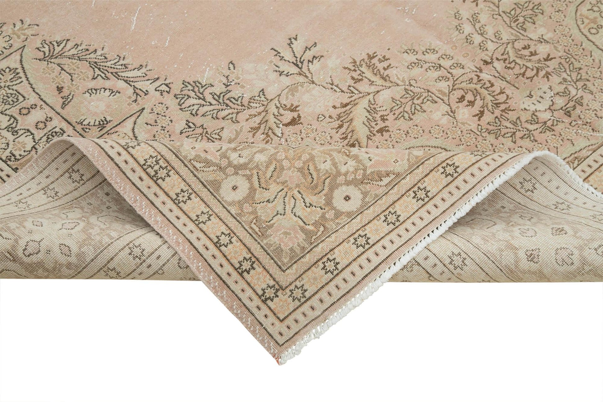 Kayseri Vintage Bej Eskitme Pamuk Yün El Dokuma Halısı 213x300 Agacan