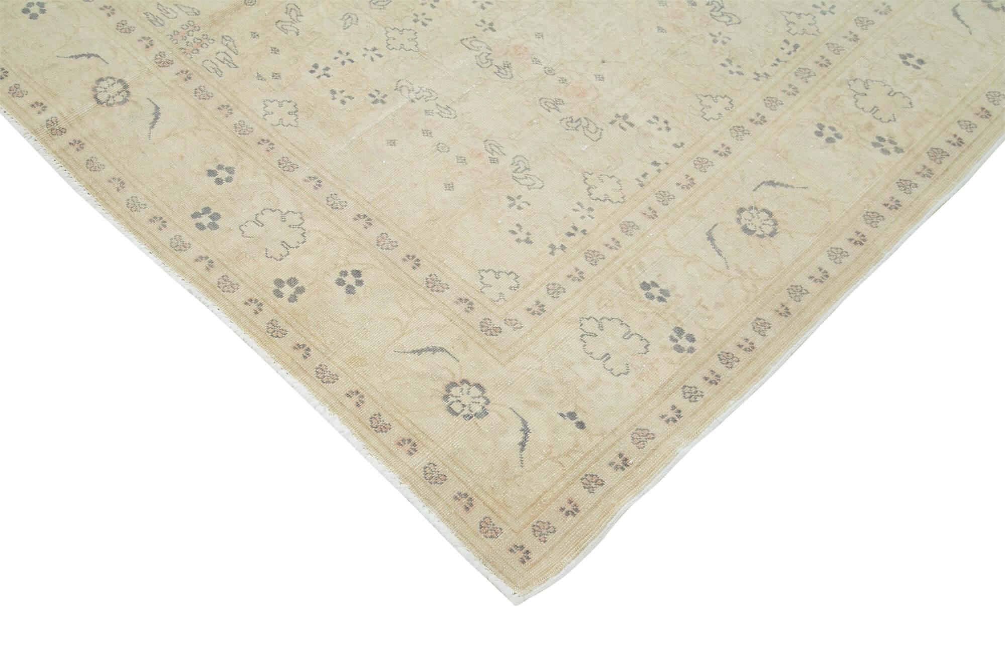 Kayseri Vintage Bej Eskitme Pamuk Yün El Dokuma Halısı 200x291 Agacan