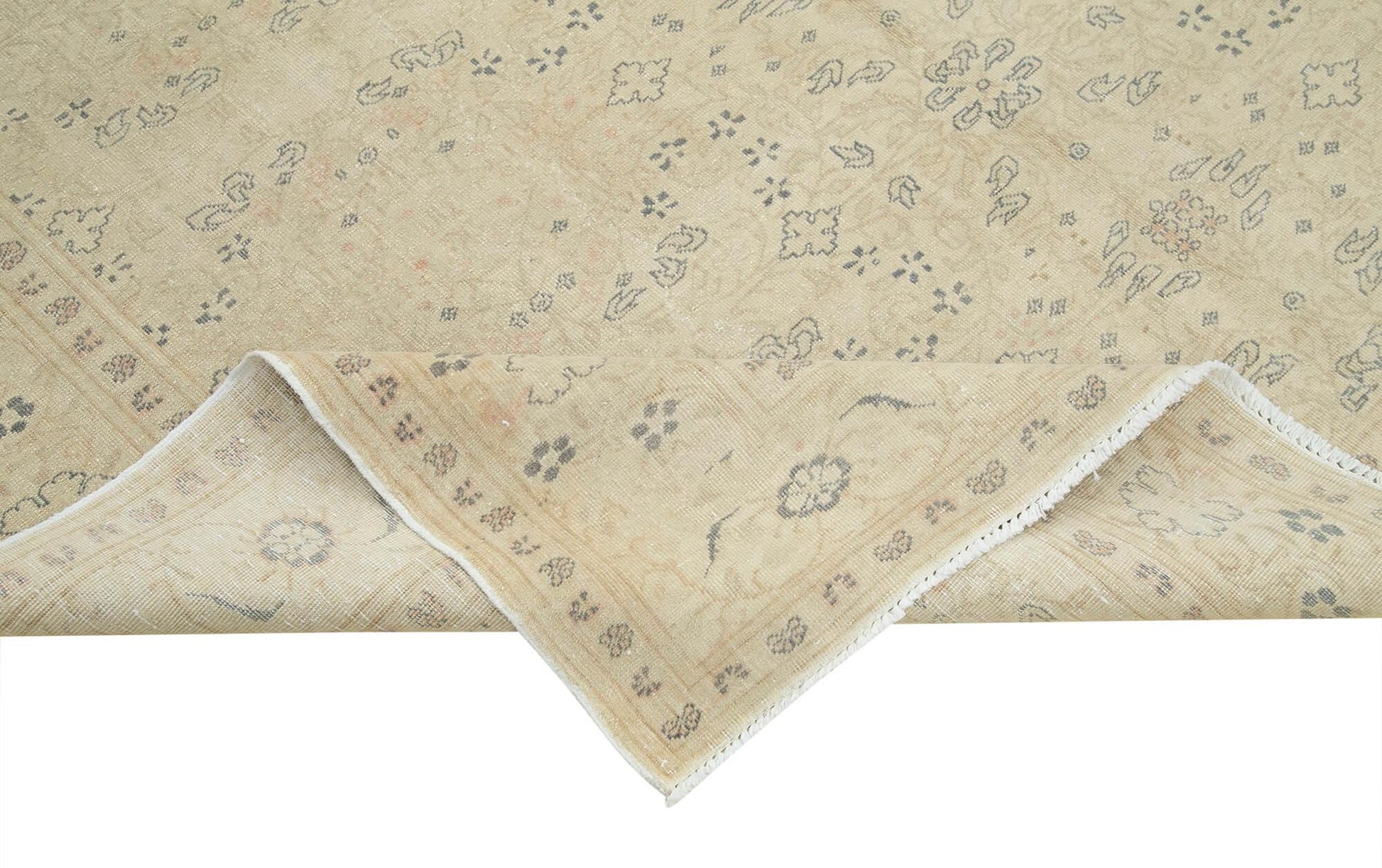Kayseri Vintage Bej Eskitme Pamuk Yün El Dokuma Halısı 200x291 Agacan