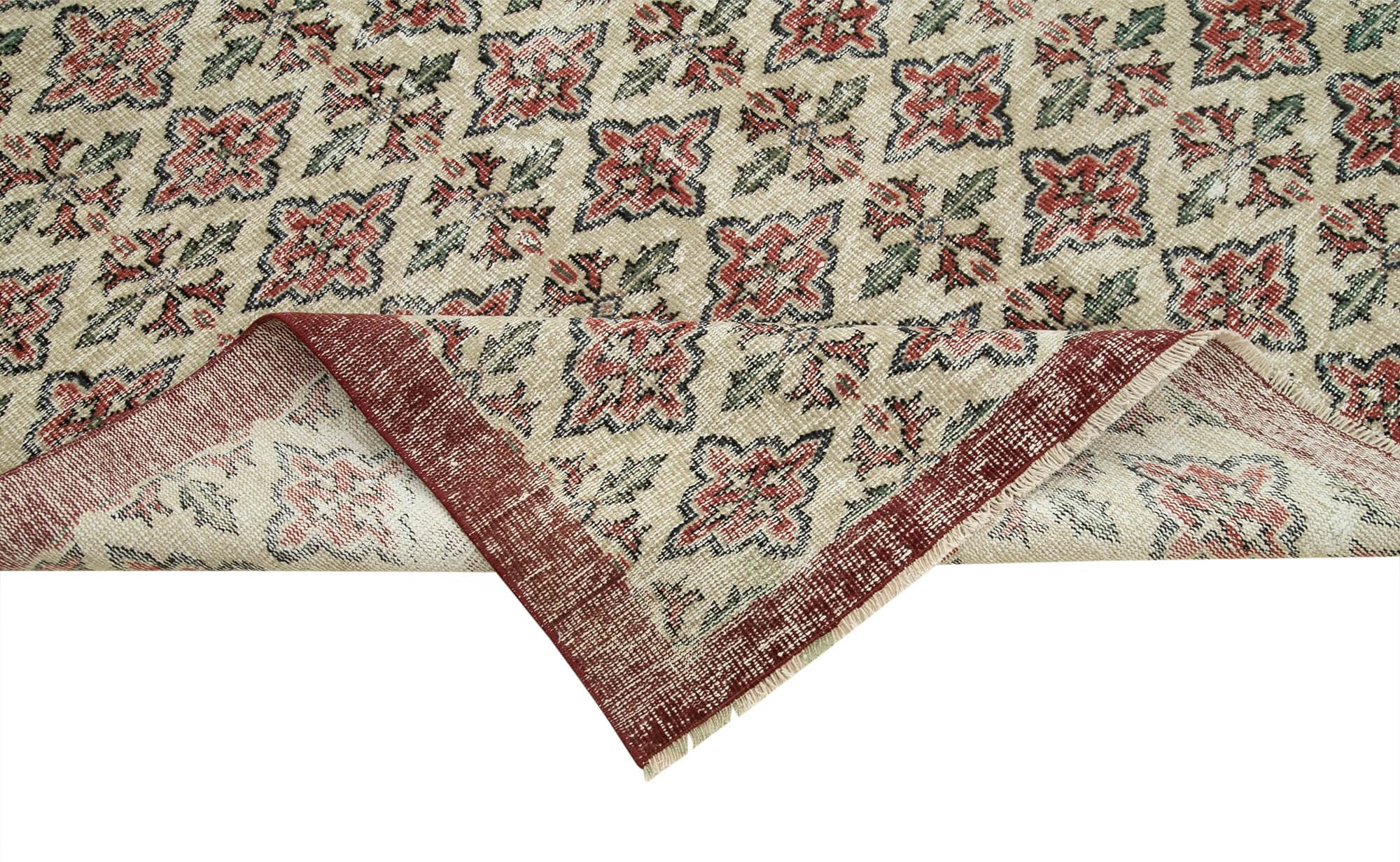 Kayseri Vintage Bej Eskitme Pamuk Yün El Dokuma Halısı 186x275 Agacan