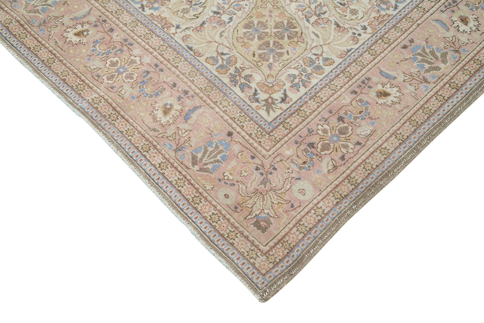 Kayseri Vintage Bej Eskitme Pamuk Yün El Dokuma Halısı 209x310 Agacan
