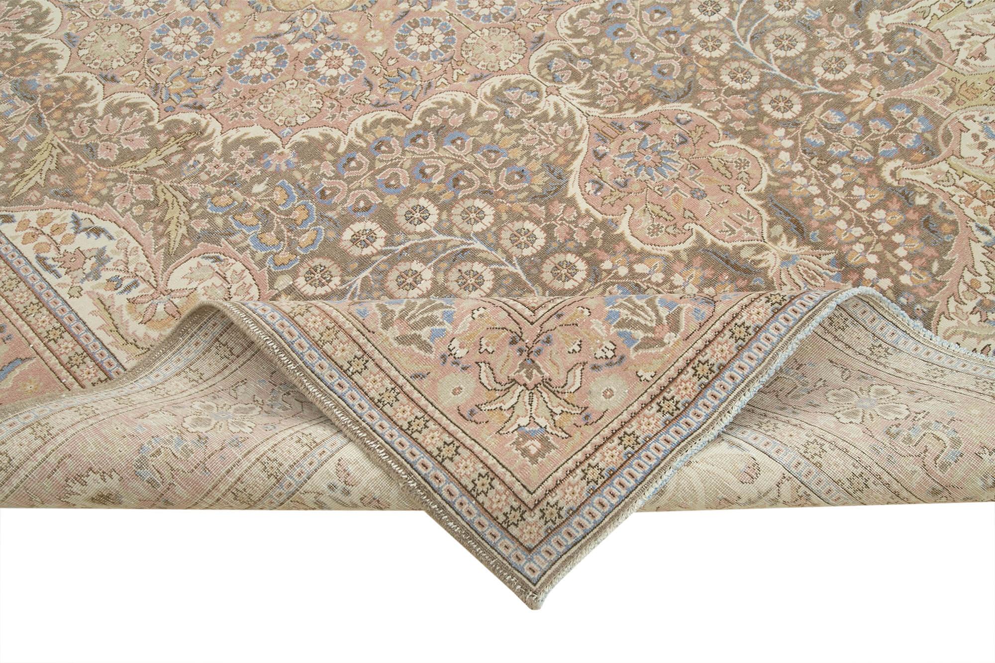 Kayseri Vintage Bej Eskitme Pamuk Yün El Dokuma Halısı 209x310 Agacan