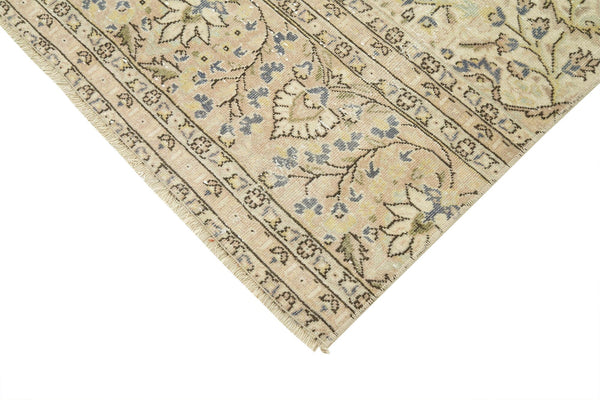 Kayseri Vintage Bej Eskitme Pamuk Yün El Dokuma Halısı 96x345 Agacan