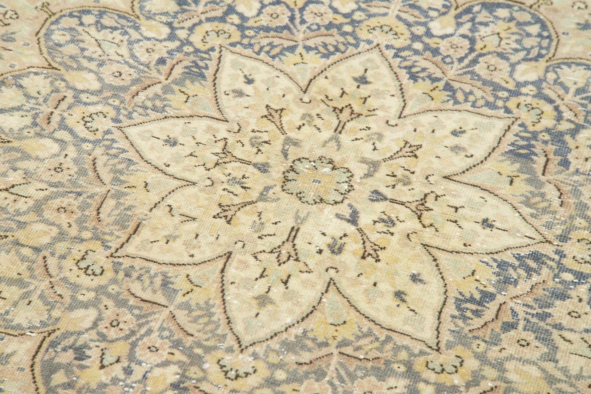 Kayseri Vintage Bej Eskitme Pamuk Yün El Dokuma Halısı 96x345 Agacan