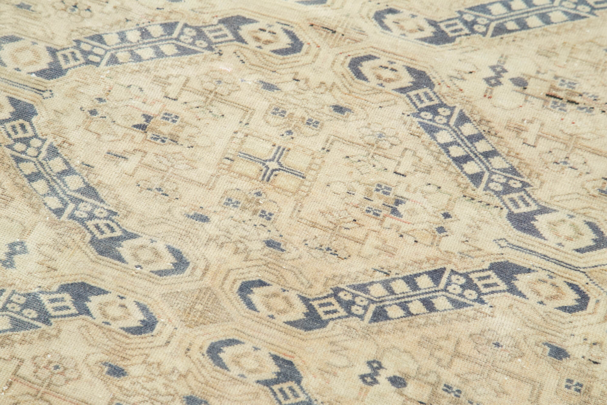 Kayseri Vintage Bej Eskitme Pamuk Yün El Dokuma Halısı 86x290 Agacan