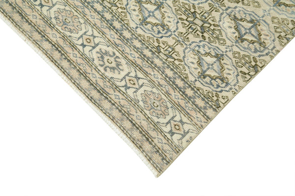 Kayseri Vintage Bej Eskitme Pamuk Yün El Dokuma Halısı 80x295 Agacan