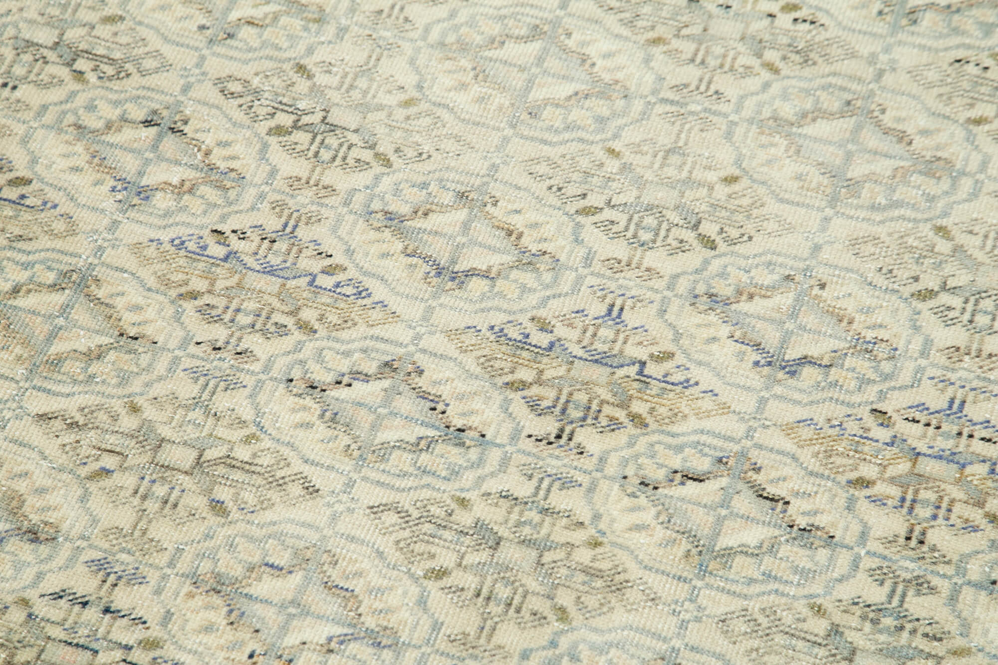 Kayseri Vintage Bej Eskitme Pamuk Yün El Dokuma Halısı 80x295 Agacan