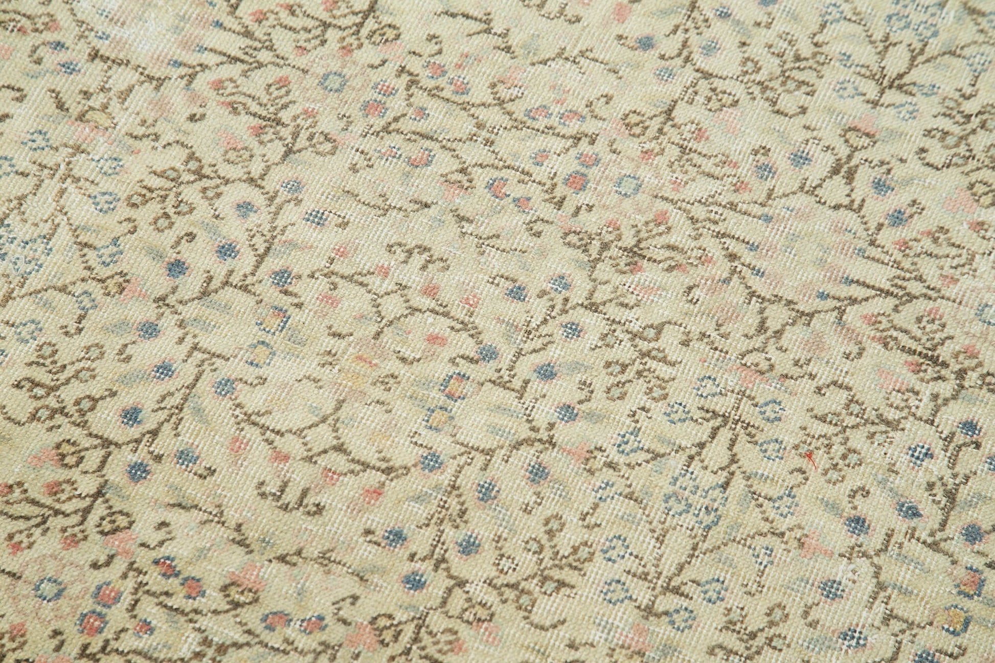 Kayseri Vintage Bej Eskitme Pamuk Yün El Dokuma Halısı 80x271 Agacan