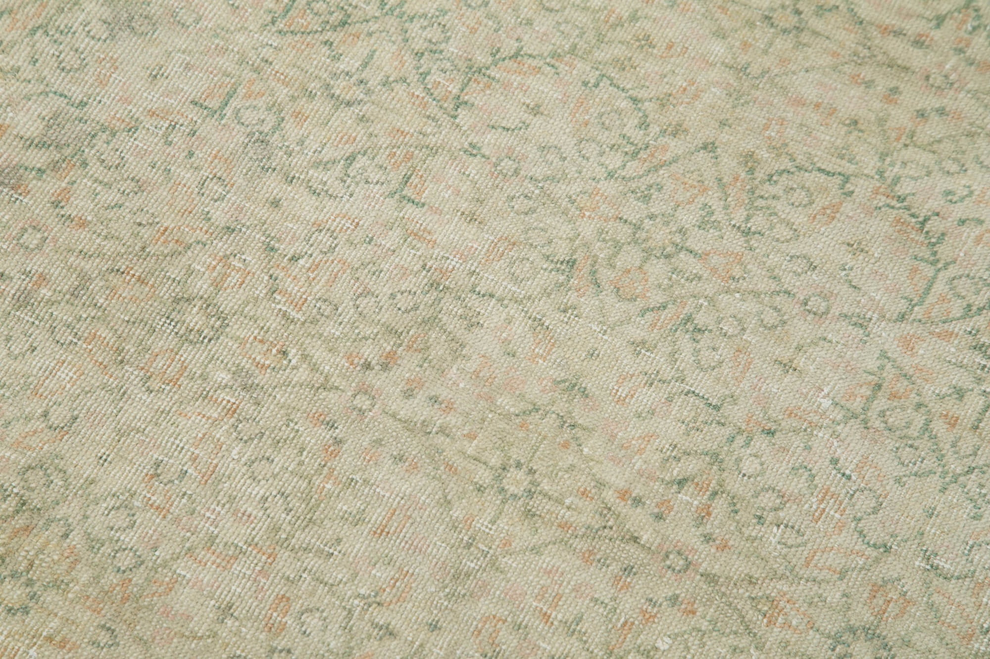 Kayseri Vintage Bej Eskitme Pamuk Yün El Dokuma Halısı 90x210 Agacan