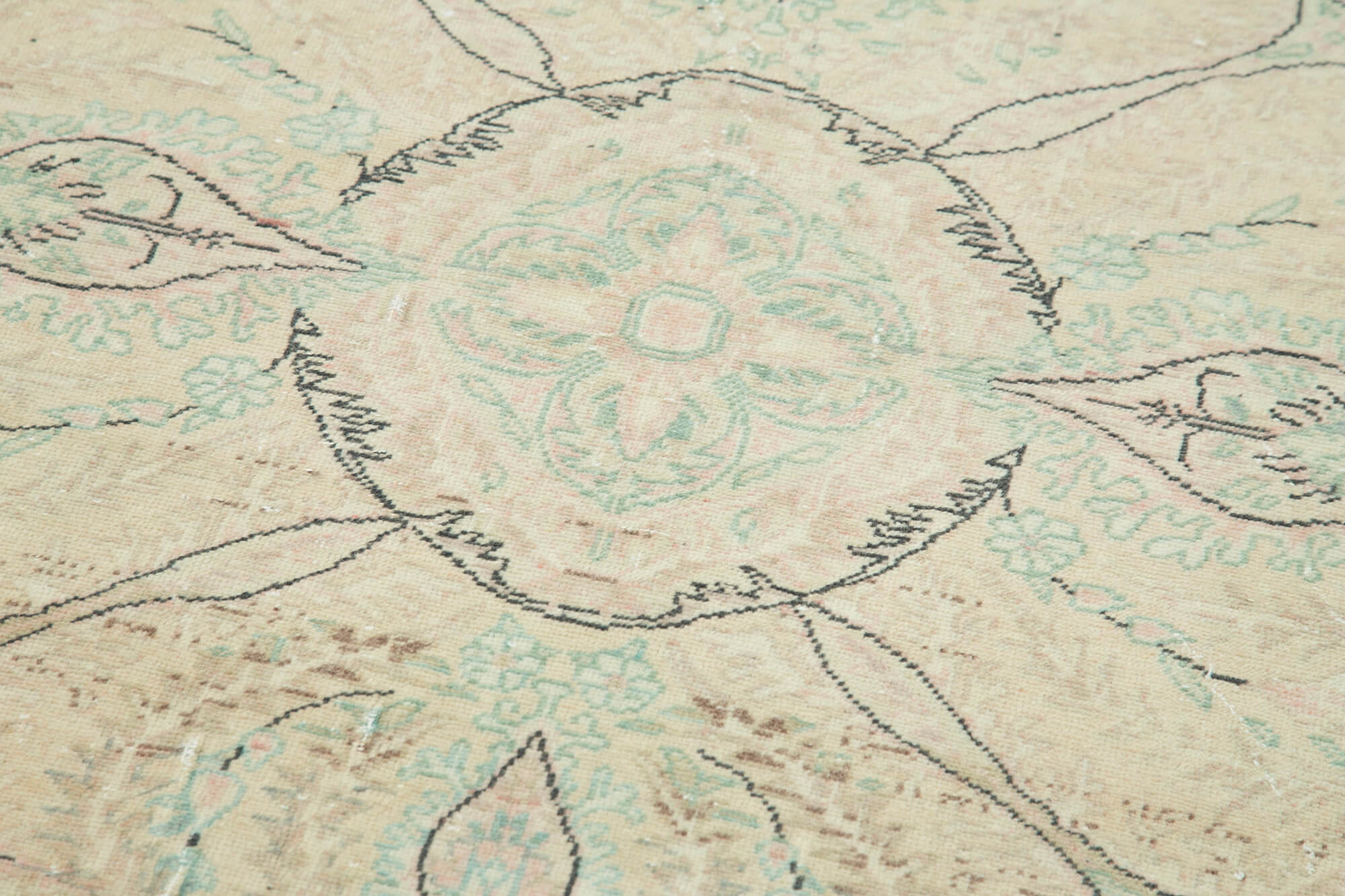 Kayseri Vintage Bej Eskitme Pamuk Yün El Dokuma Halısı 78x304 Agacan